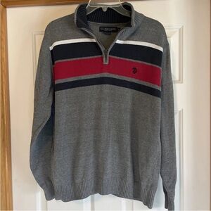 U.S. Polo Assn. Gray and Red Zip Up Sweater quarter zip Large